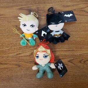 Plush DC Comics Seven20 Heroez Clipz Lot of 3 - Aquaman,  Batman and Mera 5" New